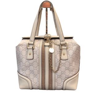 Gucci Tan Web Line Guccissima Treasure Boston Bag